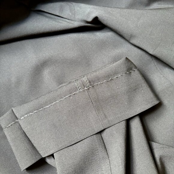 Coppley $330 Men's‎ Dress Pants 40x29 Black Wool Trousers Flat Front Canada Made - Picture 4 of 10